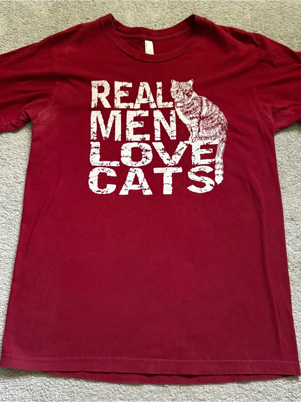 American Apparel Crimson 'Real Men Love Cats' Graphic Tee